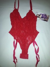 Empire Intimates Red Lace Teddiette, Size Small, NWT 1953