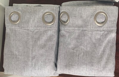 USED Sun Zero Pratt Tonal Texture Fleece Insulated Blackout Window Curtains,GRAY
