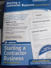 Adams Starting A Contractor Business Manual with Forms CD FREE SHIPPING 