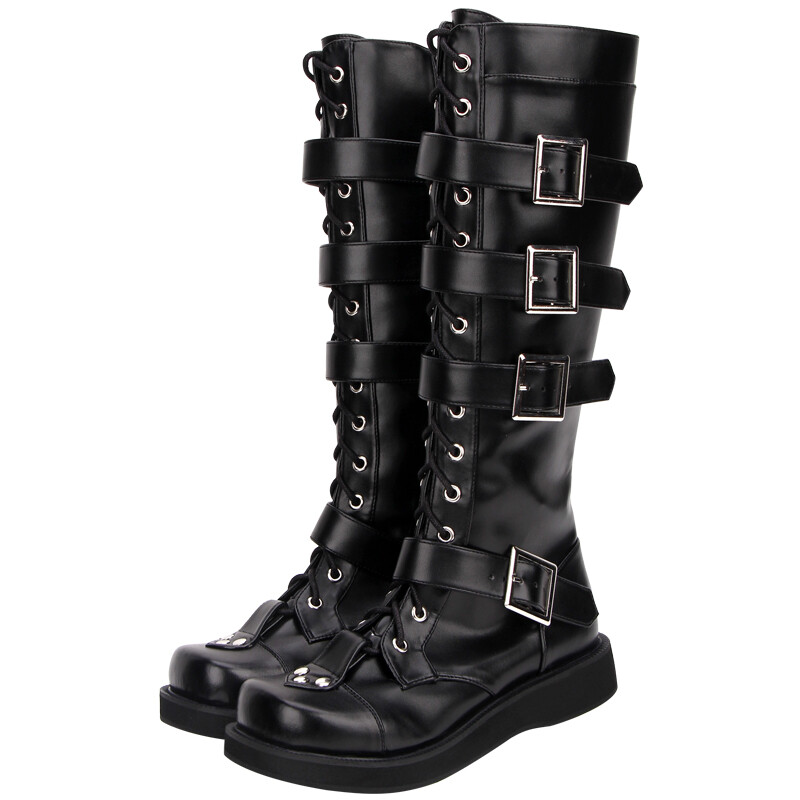 【INCHANT ME】Cult Buckle Round Long Boots 61pOXAatXpL._UY900_.jpg
