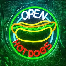 Hot Dogs Neon Signs for Wall Decor,Open Signs for Business,LED open hot dog
