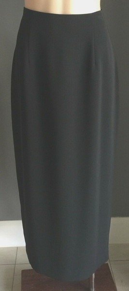 Vintage GEOFF BADE Australia Black Column Maxi Skirt 14 70cm Waist Corporate Got