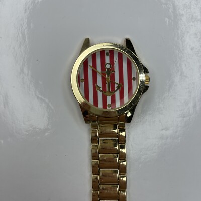 E Geneva Red Striped Anchor Gold Retro 12833 WR Ladies Stainless Repair Untested