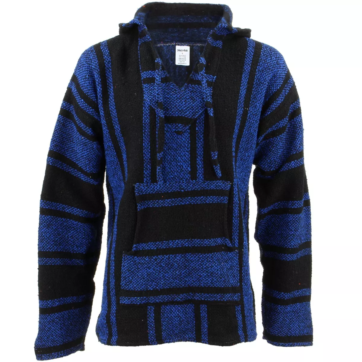 Mexican Baja Hoodie Hoody Jerga Drug Rug Jumper Siesta Surf Hippy Baha Navy Blue eBay