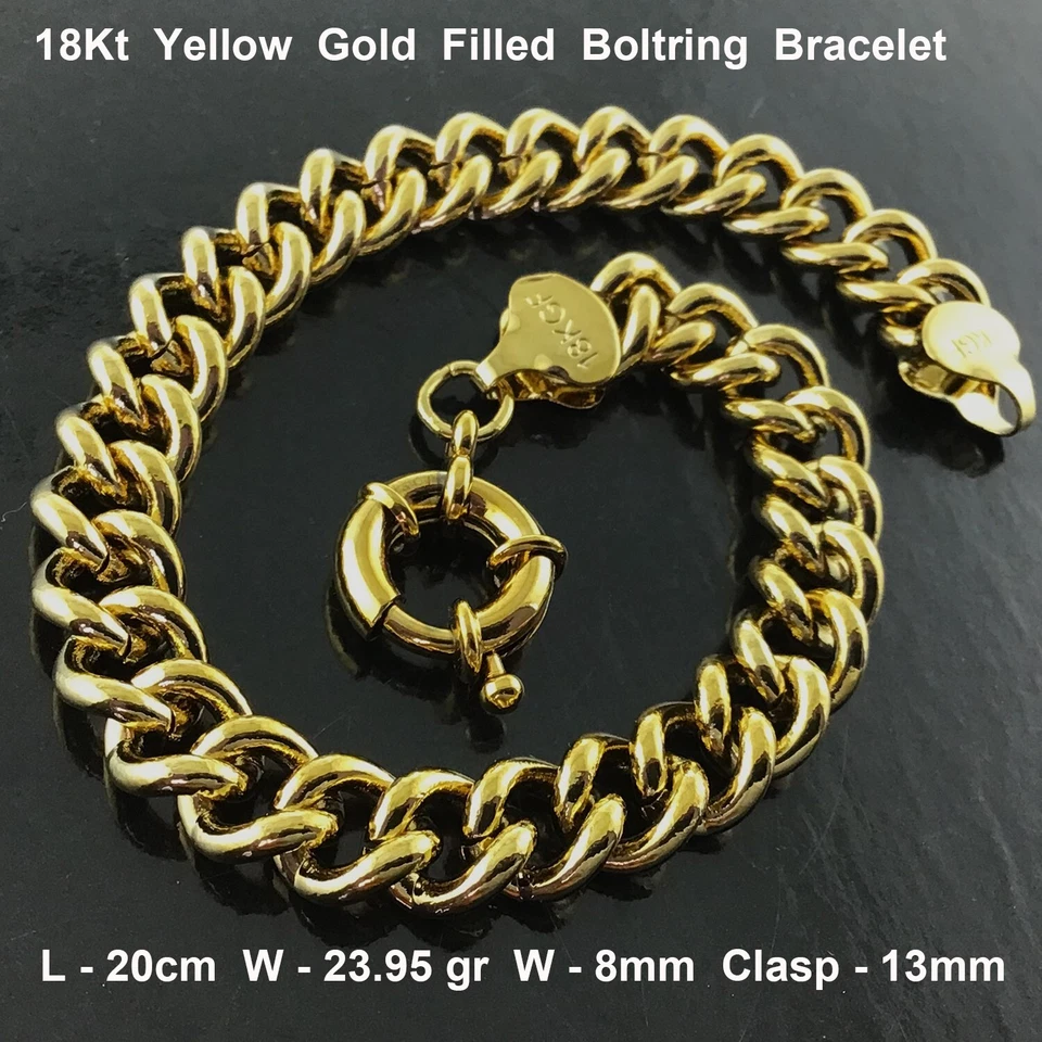 Bracelet Real 18Kt Yellow Gold Filled Solid Boltring Statement Bangle 20cm - Image 2 of 3