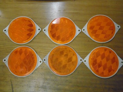 Lot of 6!  AMBER Orange REFLECTORS SATE-LITE 30-B Vintage Screw On