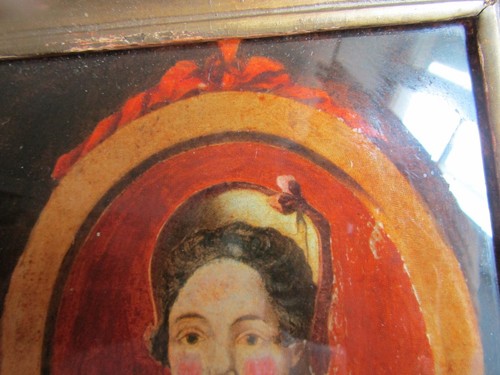 Fixé sous verre 18 ème siècle PORTRAIT Femme 18TH C REVERSE PAINTED PORTRAIT TBE - Imagen 8 de 8