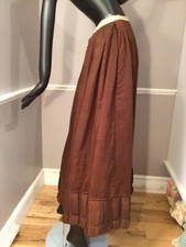 Authentic Vintage Victorian Brown Wool Gabardine Skirt w/ Box Pleat Trim E-18 