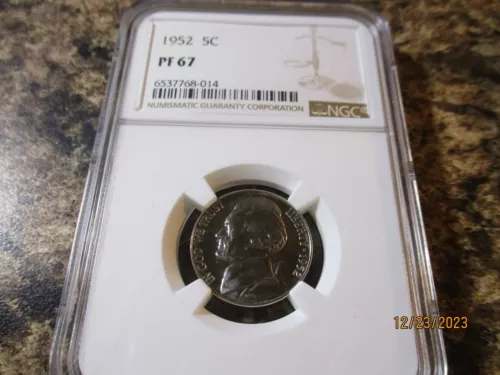 1952 JEFFERSON NICKEL PROOF NGC PR 67   014