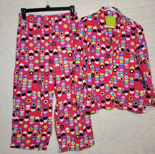 Vintage Victoria's Secret Women's SZ M Pajamas Set Button Up Elastic Waist Red - 第 1/10 張圖片