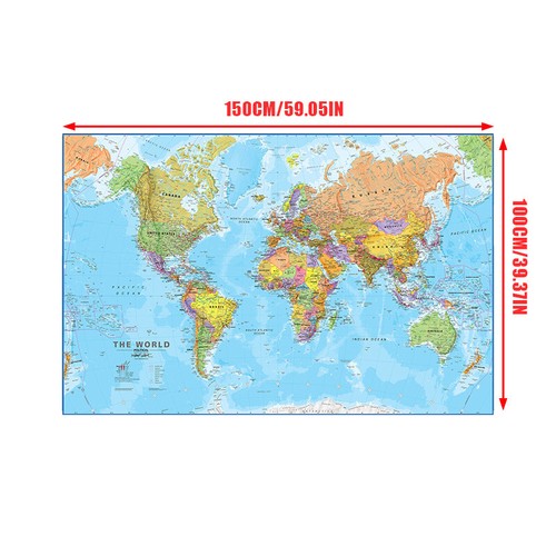 A0-A2 World Map Poster Educational Classroom Chart Office Art Wall Mural Decor - Picture 14 of 16