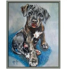 Original Oil  Painting Labrador Retriever Hunting Dog Black Lab Hunter Puppy Pet
