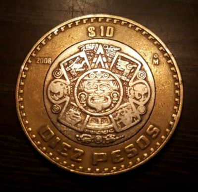 10 Pesos 2006 ''Aztec sun stone representing Tonatiuh with the fire Mask'' Bi-Met
