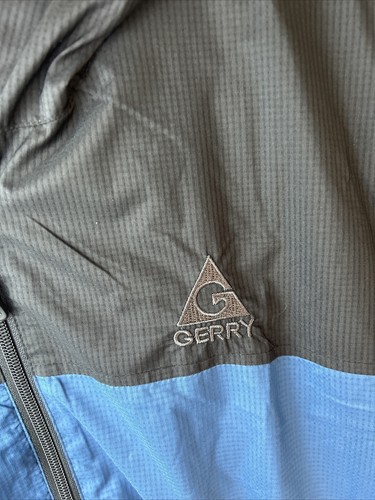 Gerry Mens Windbreaker Jacket Black Blue Full Front Zip Adult Size XL Hooded - Picture 2 of 7