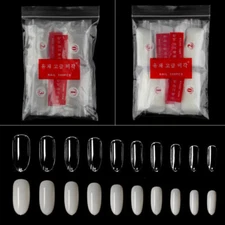 500pcs Acrylic False Nail Tips Full Cover Oval Round Fake Nail Art Manicure DIY