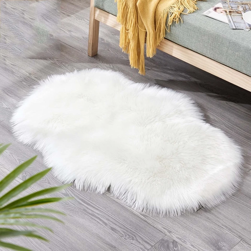 XXL Lammfell Teppich 180x60/90x60cm Kunstfell Bettvorleger Schaffell Imitat - Bild 2 von 4