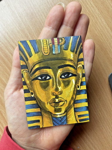 ACEO Original King Tut Anch Amun of Egypt - Copic Marker Art by Gabby Wolf Art