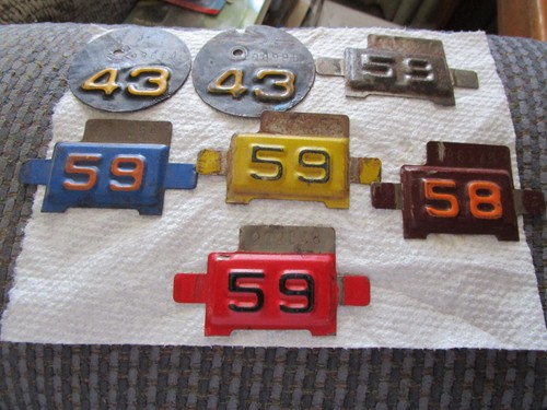 South Dakota License Plate Tags 1943 (2) 1958 1959 (4) Different Colors
