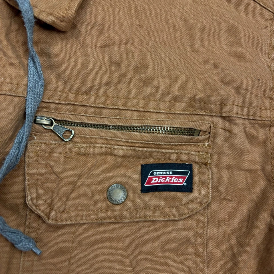 Chaqueta Dickies Adulto X Grande Marrón Tareas Lona Ropa de Trabajo Forrada Capucha Abrigo Hombres* Foto 3 de 4