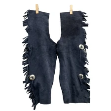 Genuine Suede Leather Chaps Youth Fringe Rodeo Motorcycle Biker Western Cowboy