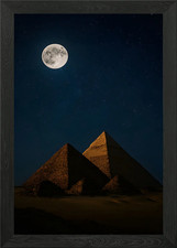 Egyptian Pyramids Under a Starry Ni Framed Wall Art Poster Canvas Print Picture