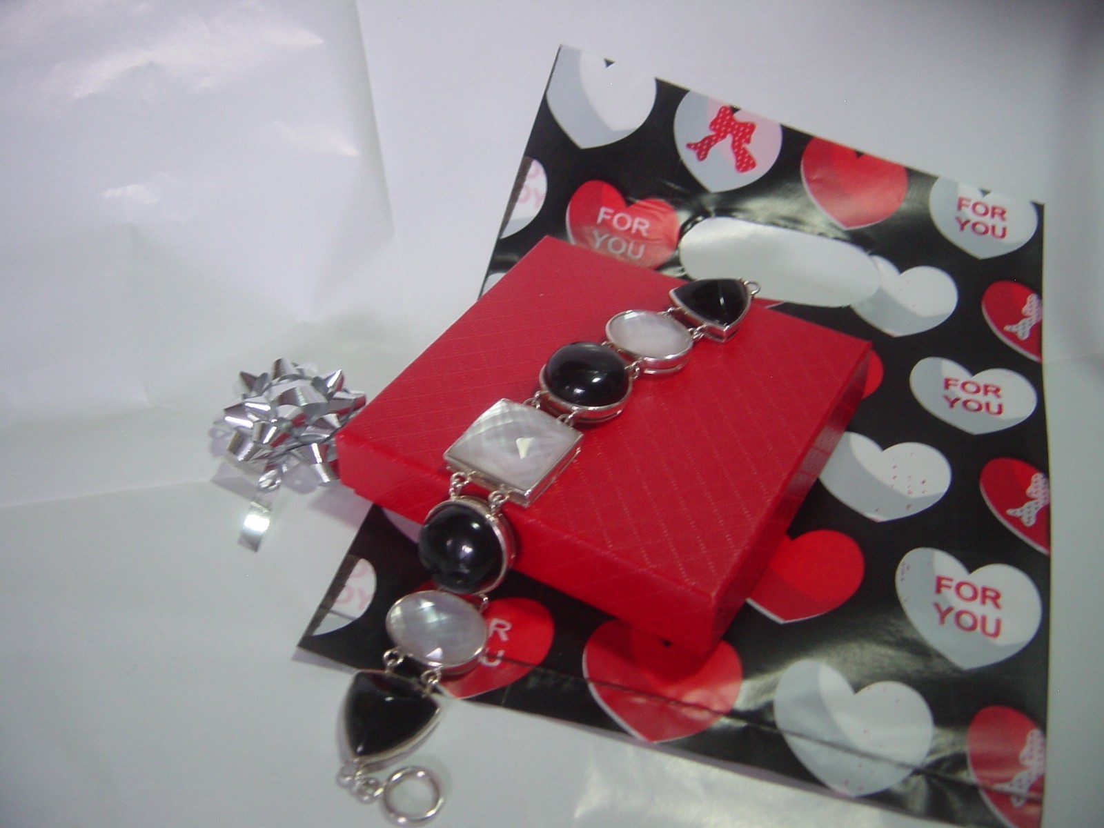 Superb Solid Silver massive genuine onyx&mother o… - image 1