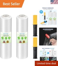 Durable 1000ft Stretch Wrap Roll with Handles - 15 Inch Clear Plastic - 2 Pack
