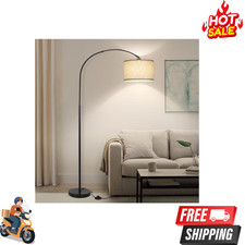 NEW Arc Floor Lamp Modern Adjustable Hanging Drum Shade Tall Black Standing Lamp