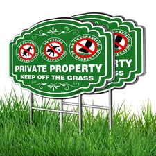 2 PC No Dog Poop Sign - 14'   11'  Double Sided Yard Signs with Metal H-Stake ...