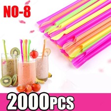 Alink Assorted Bright Colors Jumbo Smoothie Straws, Wide Plastic Dispo