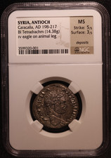 SYRIA ANTIOCH | CARACALLA | AD 198-217 BI TETRADRACHM | NGC MS | LOT O-13