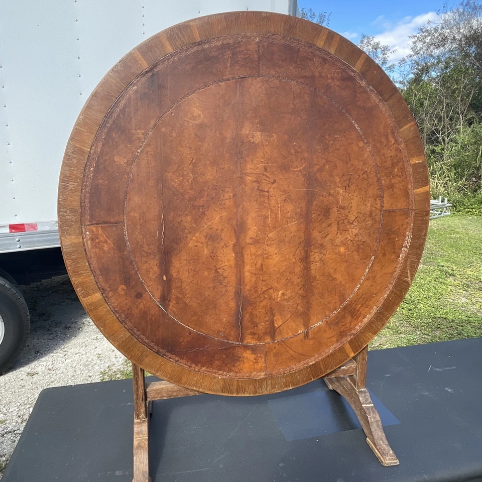 Antique French Provincial Oak Wine Tasting Tilt-top Vendange Table 39” X 28” - Image 4 of 4