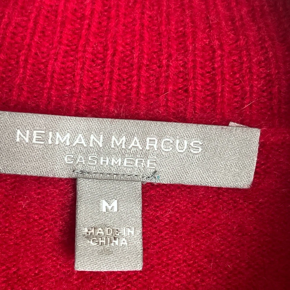 Neiman Marcus Cashmere Cardigan Medium Red Full Zip Quiet Luxury Old Money - Image 2 of 4