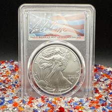 2025 (W) $1 Silver Eagle FDOI PCGS MS70 Balan Signed Rare Flag 1 of 20 Mint Rare