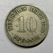Germany-Empire 10 Pfennig 1900F Copper-Nickel KM#12