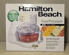 Hamilton Beach 70450 White 8 Cup Bowl Food Processor New Open Box 