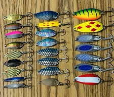 Mixed Spoon Lure Lot (24) Blue Fox Bomber Johnson Luhr Jensen Acme 5/8 To 1/8oz
