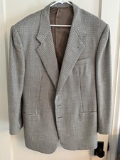NWT Barcelino By Belvest Sports Jacket Silk Wool Houndstooth 46L US Cream Black