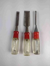Vintage Stanley Set Of 3 Wood Chisels - Patent D229282 Made In USA