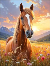 Tile Mural Chestnut Horse at Sunset, Farm Nature Kitchen Wall Art Backsplash