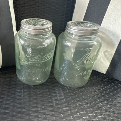 Mason Jar Lids 2500ml Wide Mouth Mason Canning Lids Green Glass Set of 2 USA.