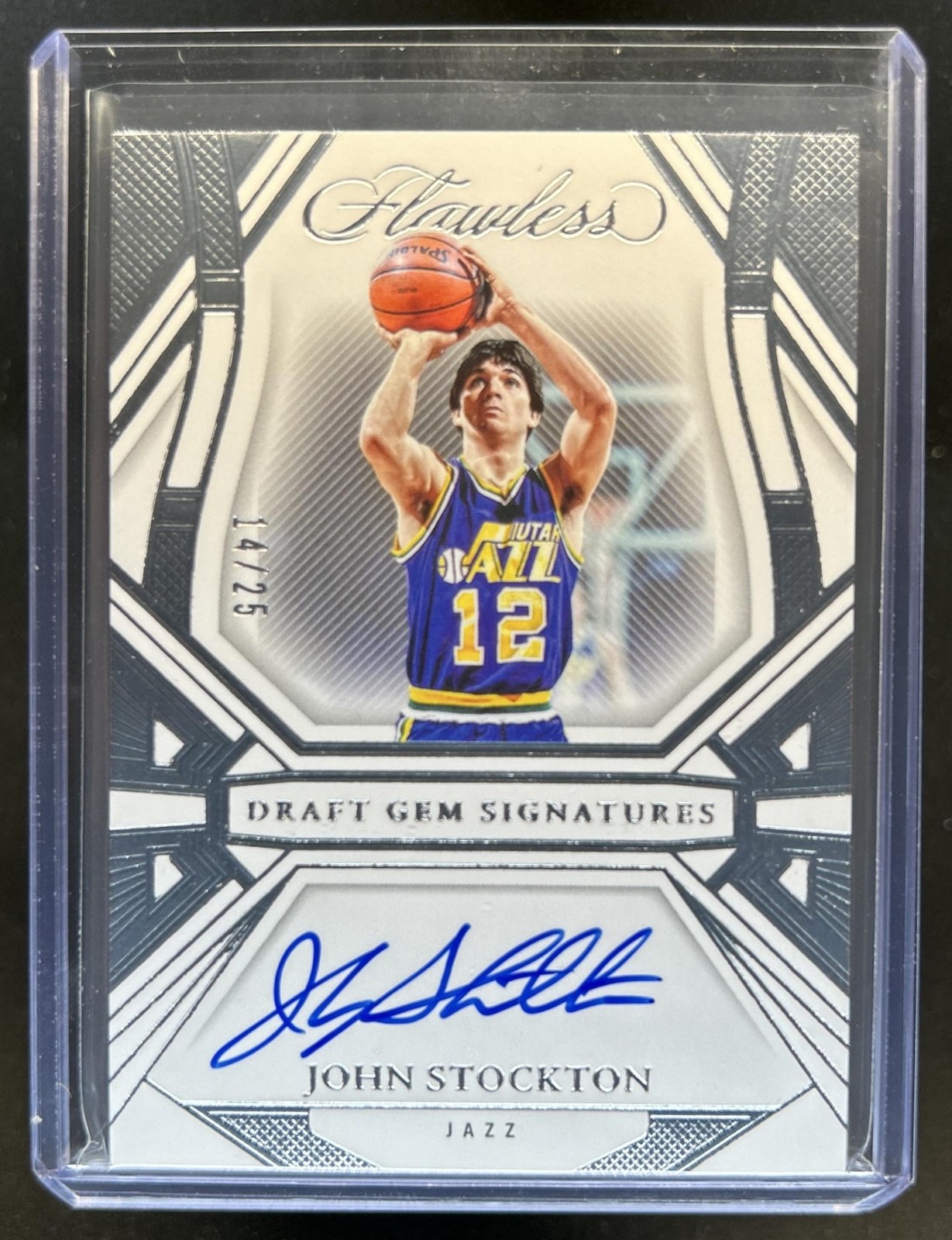 2023-24 Panini Flawless John Stockton Draft Gem Signatures Auto #/25 Jazz view 1