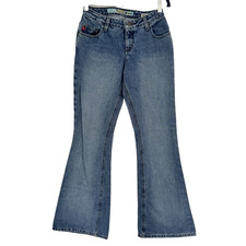 VTG 90s MUDD Blue Jeans Bell Bottoms Denim FLARES Wide Leg Pants Raver 9 Y2K