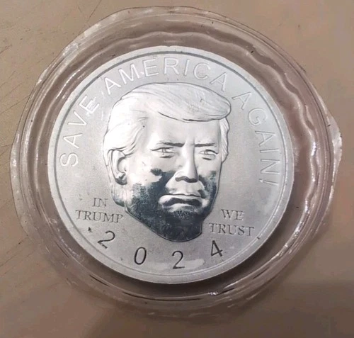Silver Unique Reverse Proof 1oz .999 Pure 2024 Trump And Biden a Hole Round