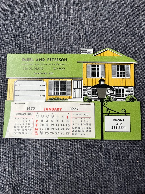 1977 Unique Shaped Builders Desk Calendars Warwick Salesman Kit Sample 420 NOS