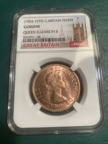Great Britain 1967 Penny NGC Brilliant Genuine Lustrous Certified Rare Slabbed