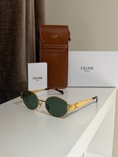 CELINE CL40235U Gold/ Green Lens Oval Women's Sunglasses