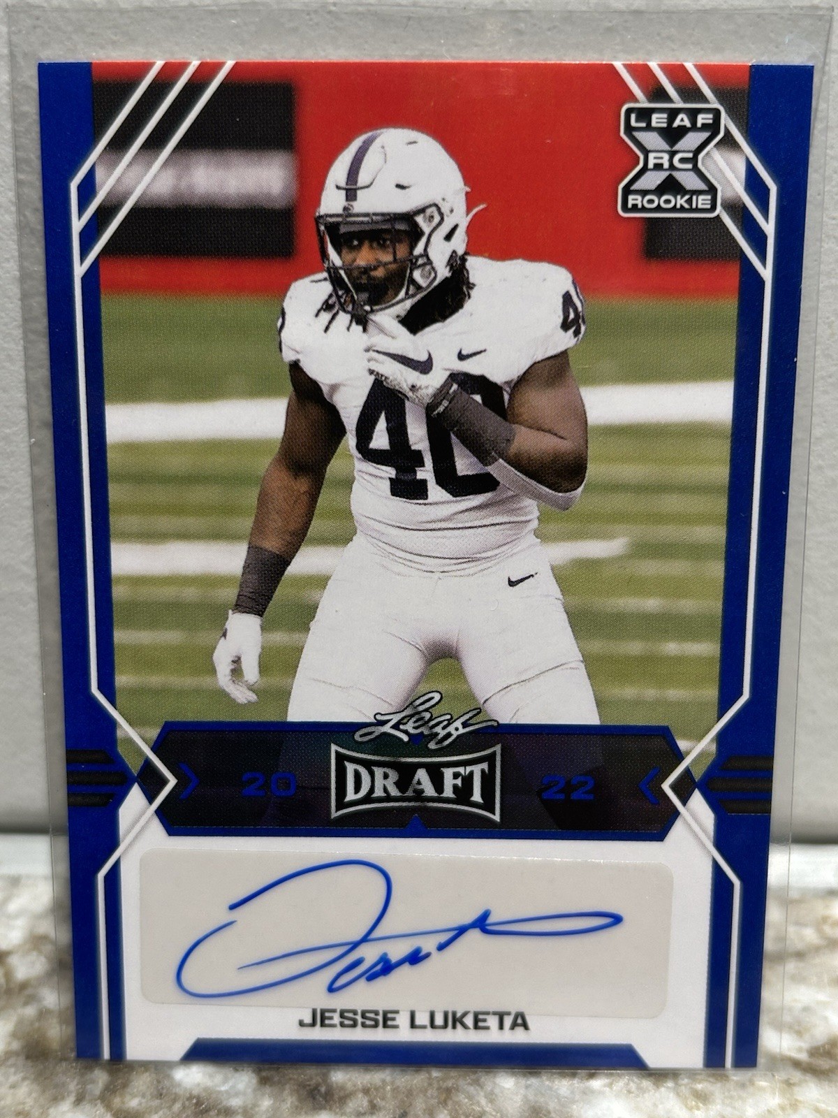 Jesse Luketa Leaf Draft Autographs #BAJL1 Blue