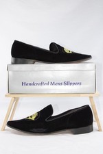 Vintage Evans Custom Grade Black Velvet Masonic Slippers Men  s 9M  Handmade USA