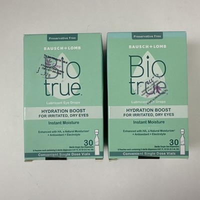 (2) Baush + Lomb Biotrue Hydration Boost Eyedrops 30 x 0.01oz EXP. 08/26